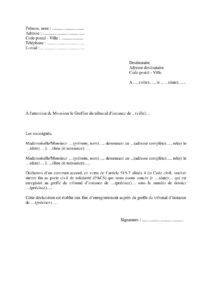 Exemple lettre de déclaration conjointe de dissolution du PACS au greffe