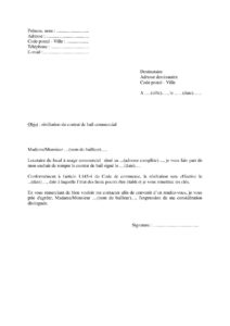 Exemple type de lettre de résiliation d’un contrat de bail commercial 3-6-9