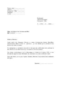 Modèle lettre de résiliation abonnement Bbox Bouygues Telecom