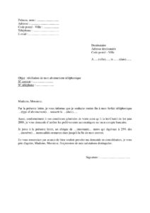 Modèle lettre résilier abonnement téléphonique Bouygues SFR Orange avant fin contrat